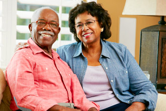 senior couple smiling